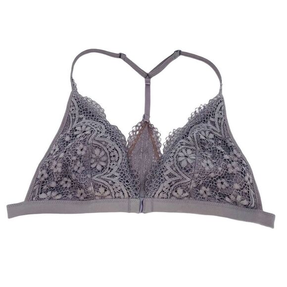 Victoria's Secret Other - Victoria’s Secret gray lace triangle cup racerback bralette size small